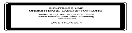 Hinweisschild zur Laserklasse 4